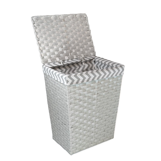 Gray Rattan Laundry Hamper w/ Fabric Lining Medium