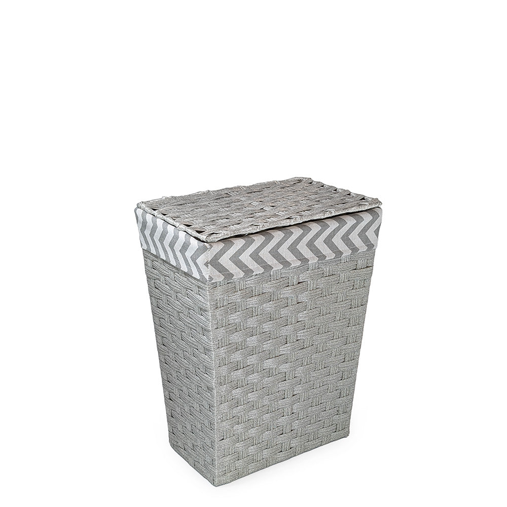 Gray Rattan Laundry Hamper w/ Fabric Lining Small