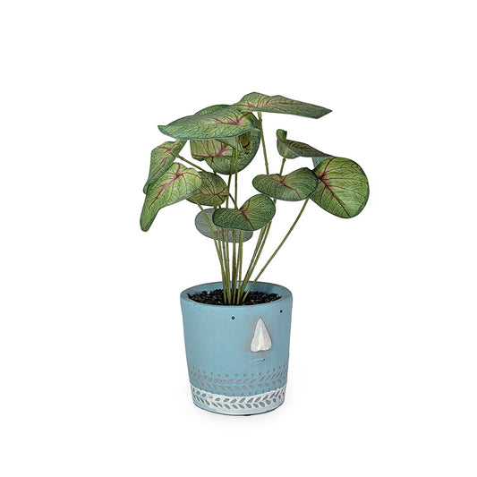 Artificial Potted Plant w/ Face Blue