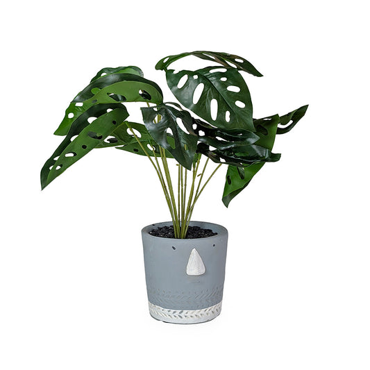 Artificial Potted Plant w/ Face Gray