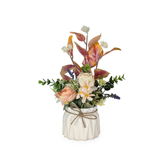 Artificial Orange Bouquet in White Ceramic Pot