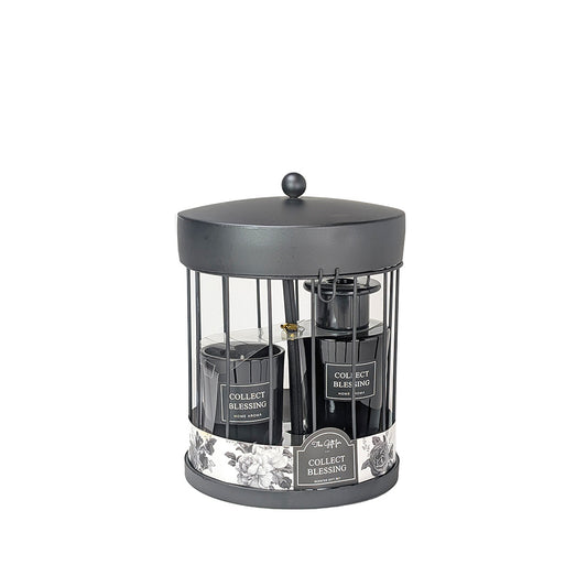 Scented Candle and Fragrance Diffuser Set w/ Metal Cage
