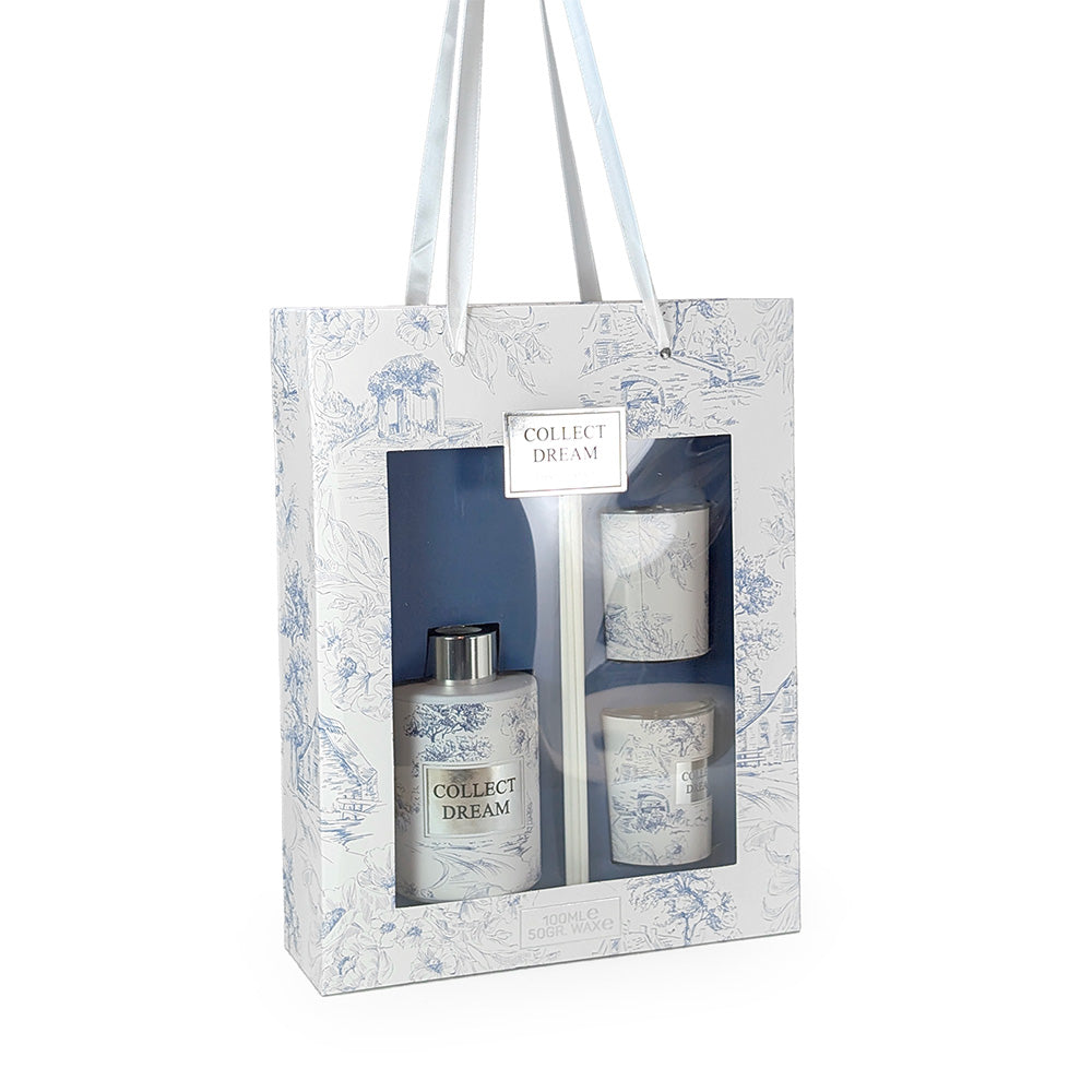 Scented Candles and Fragrance Diffuser Gift Set - Grapefruit & White Tea