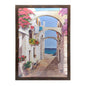 Plastic Wood Framed Wall Art Seaside Town 53x73cm