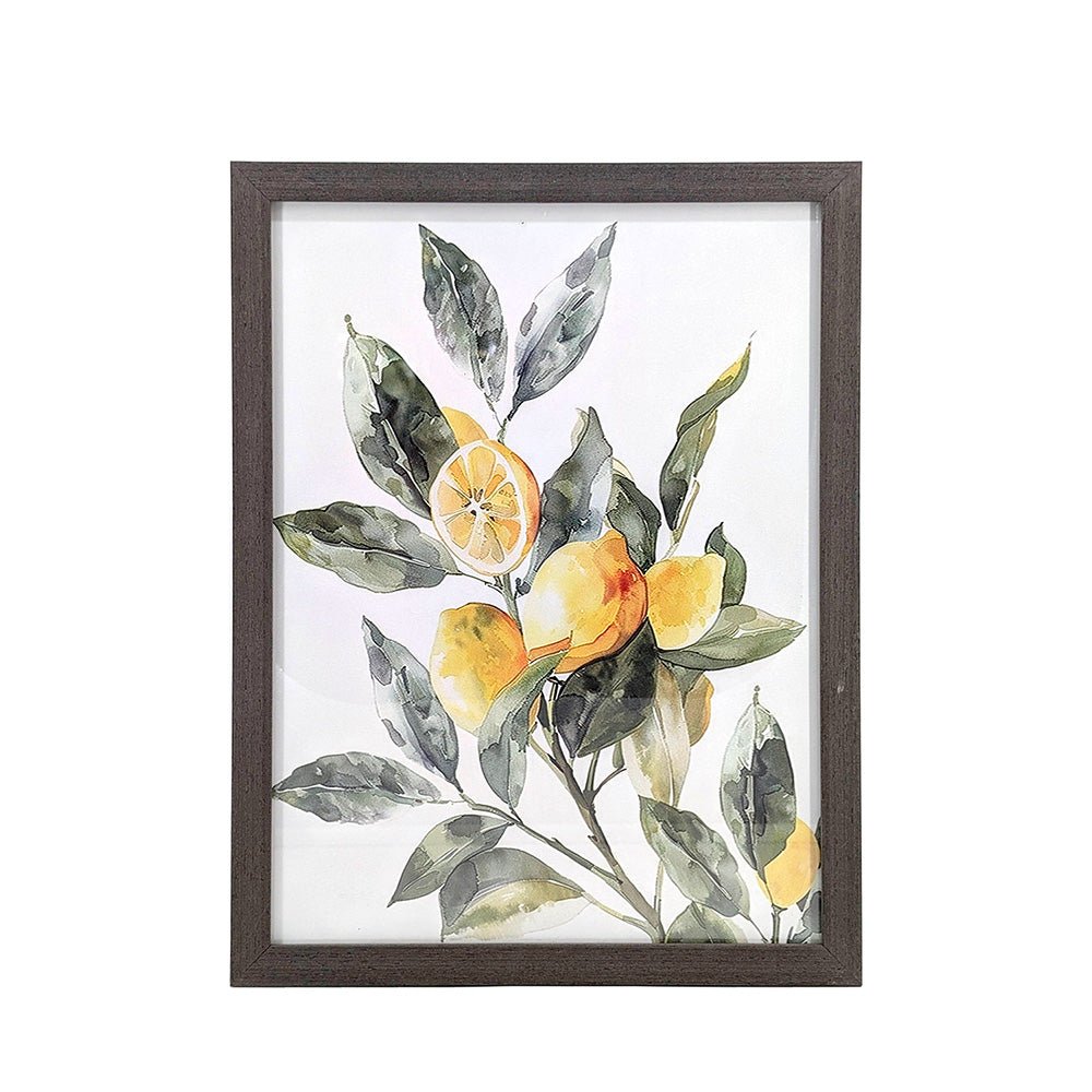 Dark Wood Framed Wall Art Lemon 33x43cm