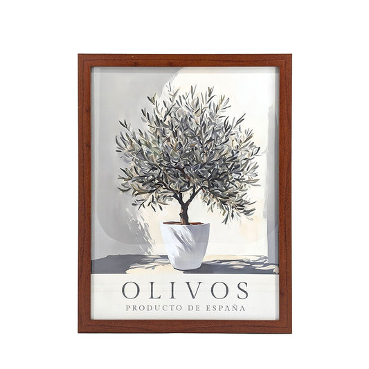 Plastic Wood Framed Wall Art Olive Tree 33x43cm