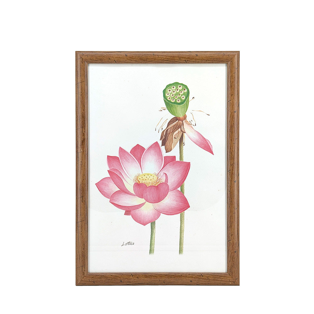 Plastic Wood Framed Wall Art Lotus Flower 31x44cm