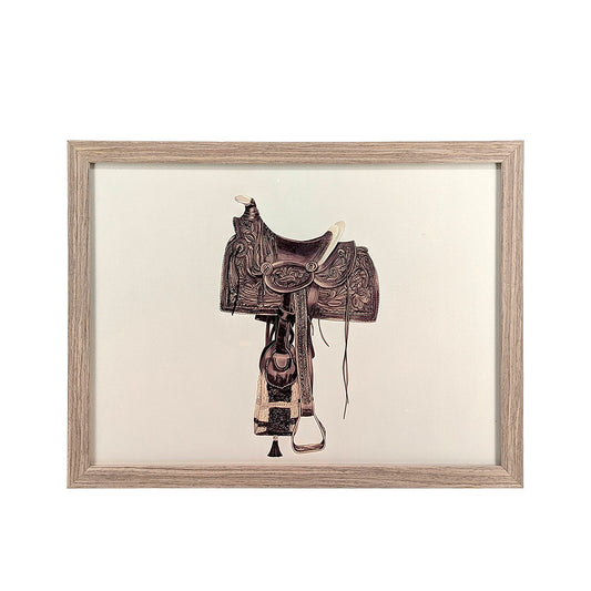 Wood Framed Wall Art Horse Saddle 43cmx33cm