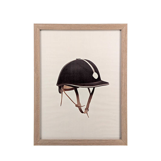 Wood Framed Wall Art Horse Rider's Helmet 33x43cm