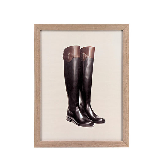Wood Framed Wall Art Horse Rider's Boots 33x43cm