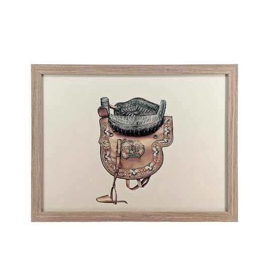 Wood Framed Wall Art Horse Saddle 43cmx33cm