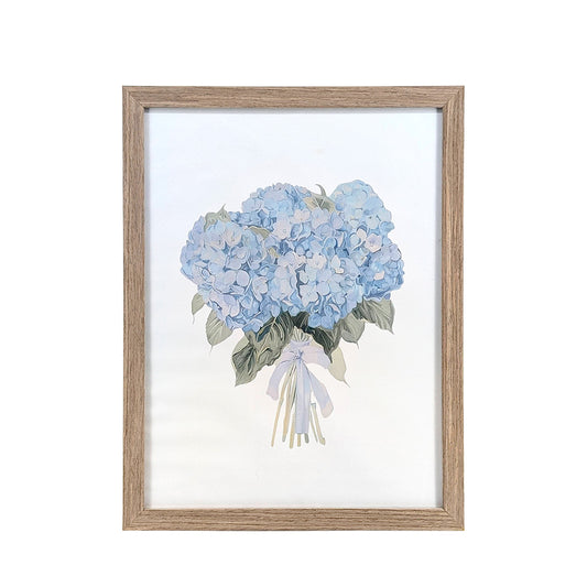 Wood Framed Wall Art Blue Hydrangeas 33x43cm