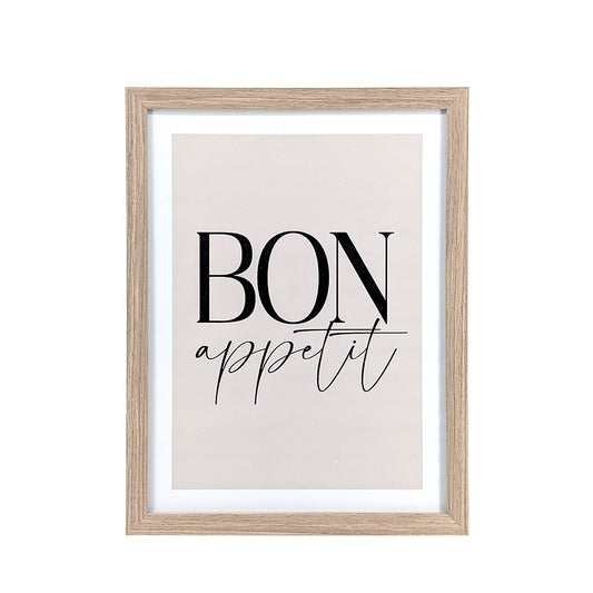 Wood Framed Wall Art Bon Appetit 33x43cm