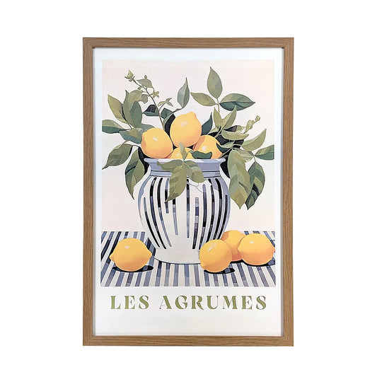 Wood Framed Wall Art Lemons 43x63cm