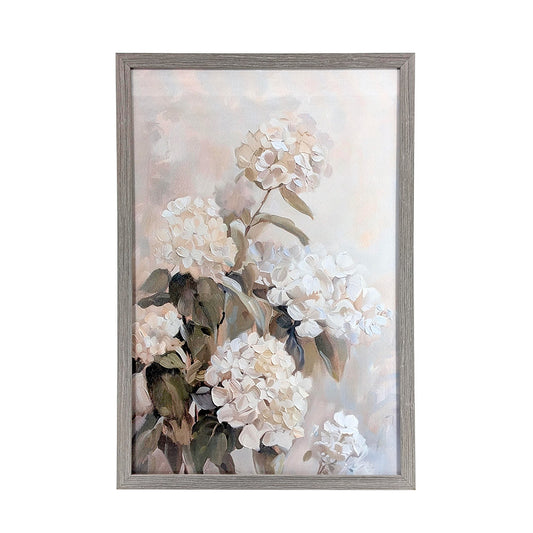 Gray Wood Framed Wall Art White Hydrangeas 43x63cm