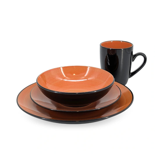 Ceramic Dinner Set Orange Swirl