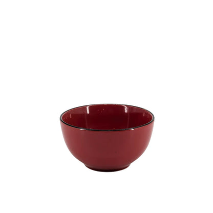 Ceramic Dinner Set Red with Black Rim