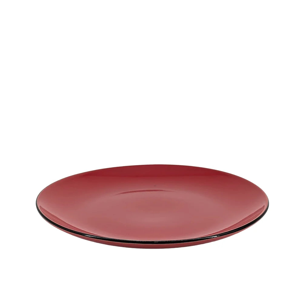 Ceramic Dinner Set Red with Black Rim