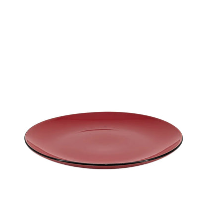 Ceramic Dinner Set Red with Black Rim