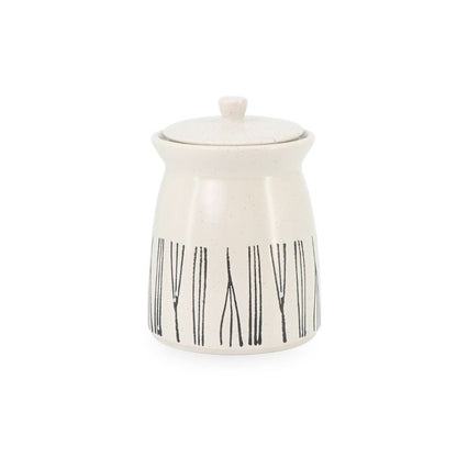White Ceramic Jar w/ Stripes