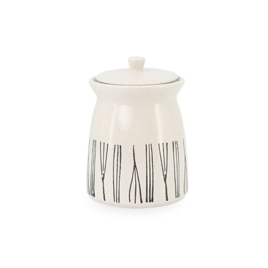 White Ceramic Jar w/ Stripes