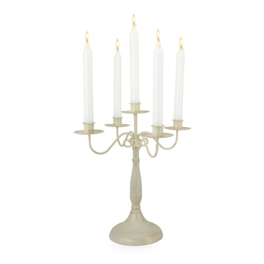 Metal Candle Holder Beige 5H