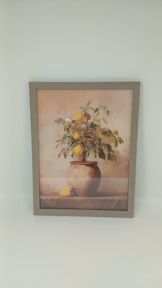 Gray Wood Framed Wall Art Lemon 33x43cm