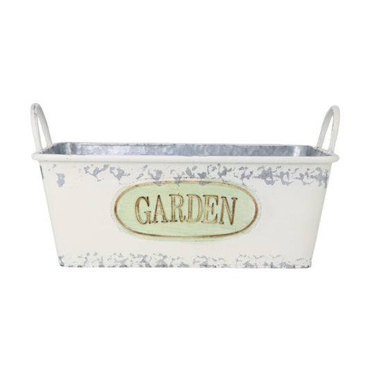White Tin Planter Rectangle Large