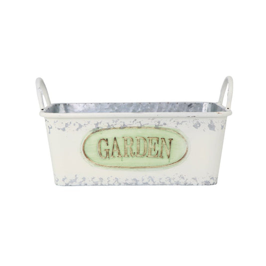 White Tin Planter Rectangle Medium