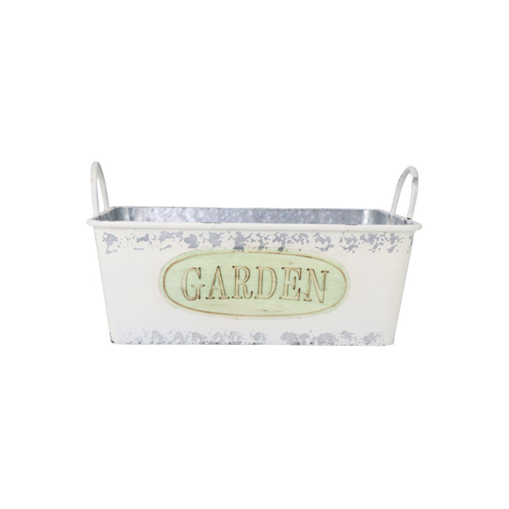 White Tin Planter Rectangle Small