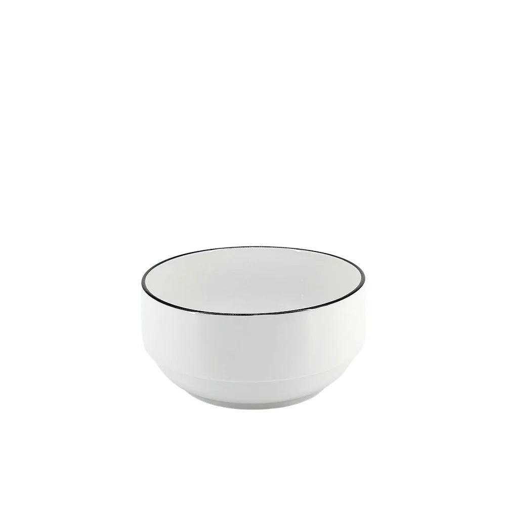 Ceramic Dinner Set White with Black Trim