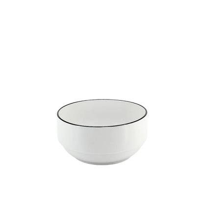 Ceramic Dinner Set White with Black Trim