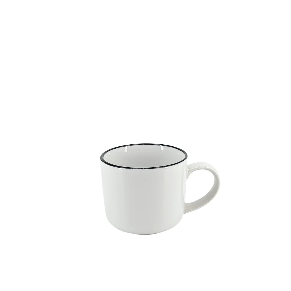 Ceramic Dinner Set White with Black Trim