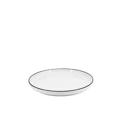 Ceramic Dinner Set White with Black Trim