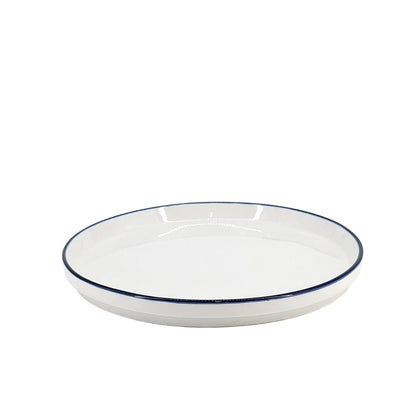 Ceramic Dinner Set White with Blue Trim