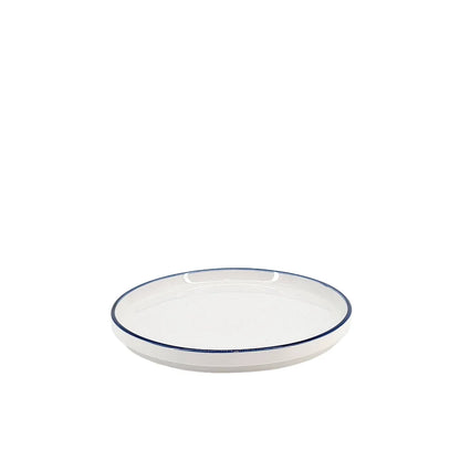 Ceramic Dinner Set White with Blue Trim
