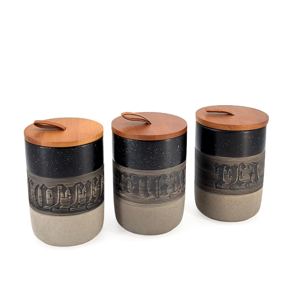 Ceramic Sugar, Coffee & Tea Canisters Black