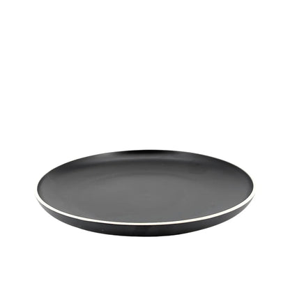 Ceramic Dinner Set Black with White Trim