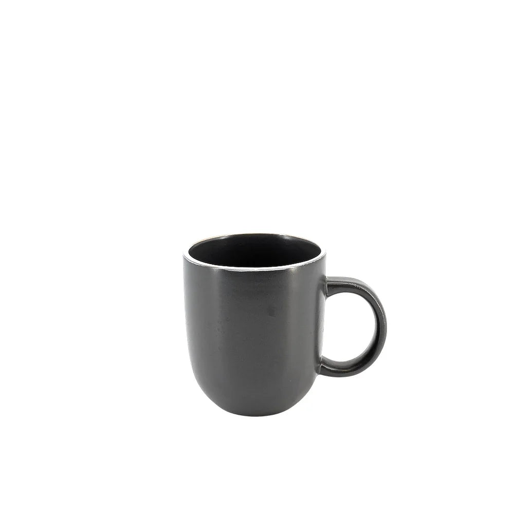 Ceramic Dinner Set Black with White Trim