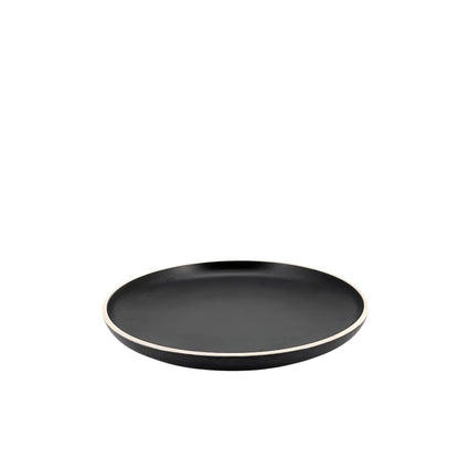 Ceramic Dinner Set Black with White Trim
