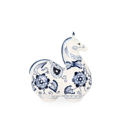 Ceramic China Blue Horse Girl