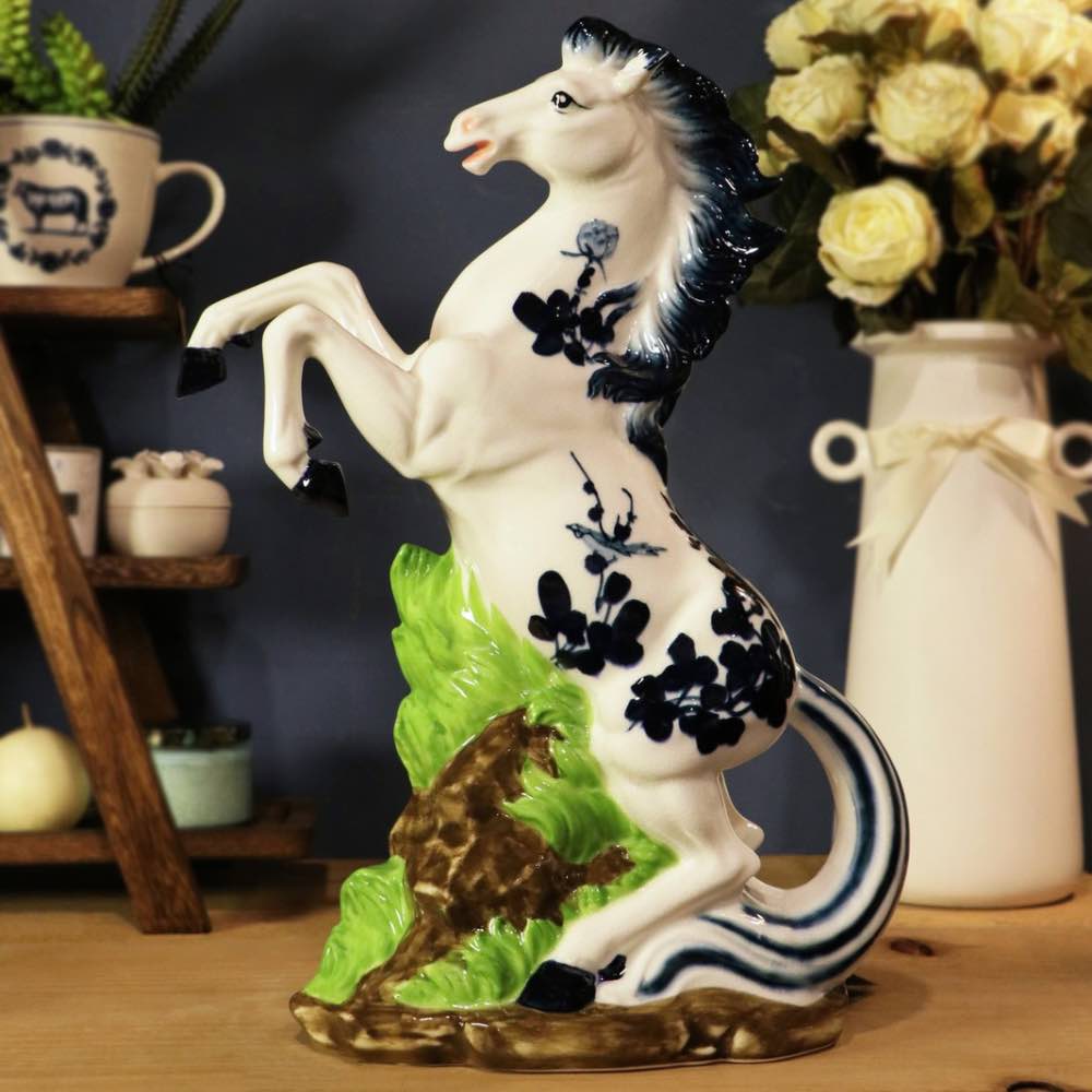 Ceramic China Blue Horse Stallion