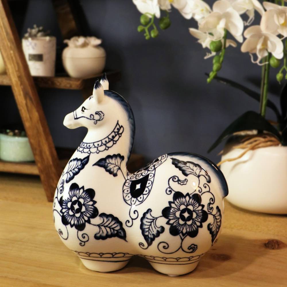 Ceramic China Blue Horse Girl