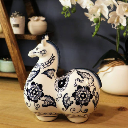Ceramic China Blue Horse Girl