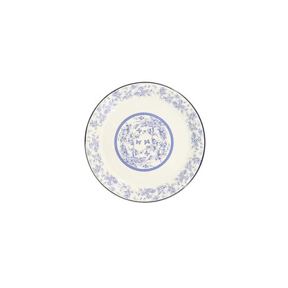 Enamel Metal Tray Round Blue Floral 30cm