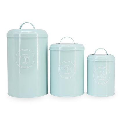 Blue Enamel Metal Sugar Coffee Tea Canister
