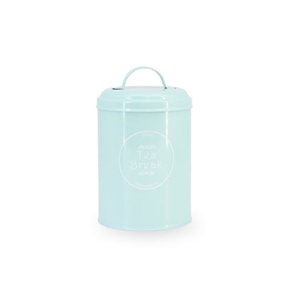 Blue Enamel Metal Sugar Coffee Tea Canister