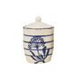 White Ceramic Jar w/ Blue Flower