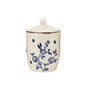 White Ceramic Jar w/ Blue Flower