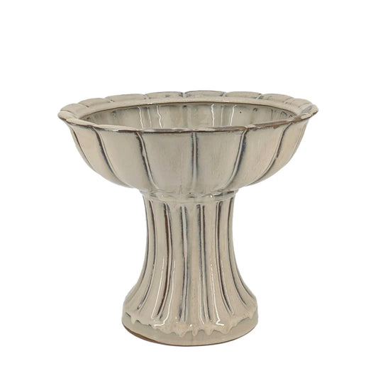 Ceramic Bird Bath Bowl Light Beige 25cm